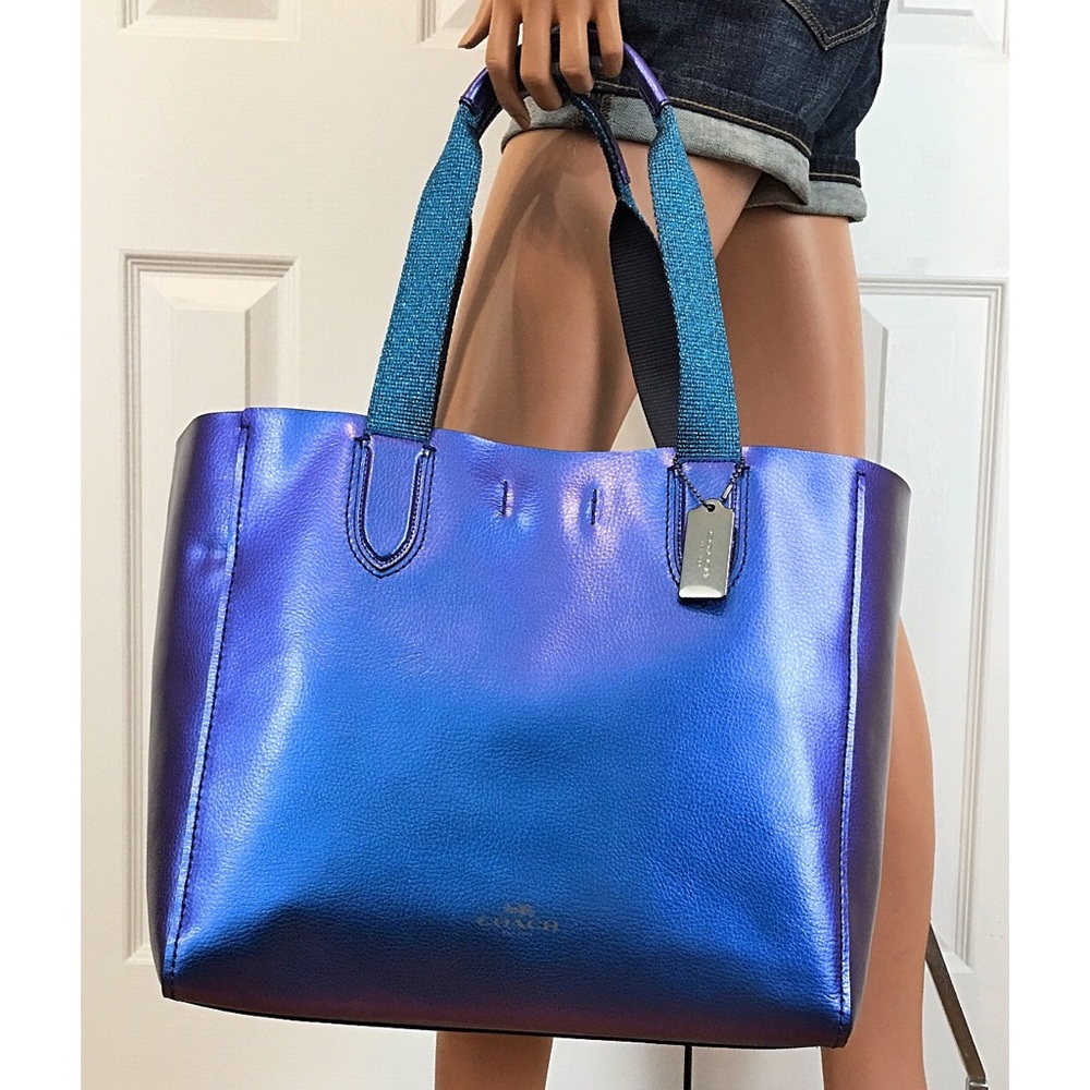 Coach Hologram Iridescent Blue Derby Tote Bag NWT - Picture 3 of 8